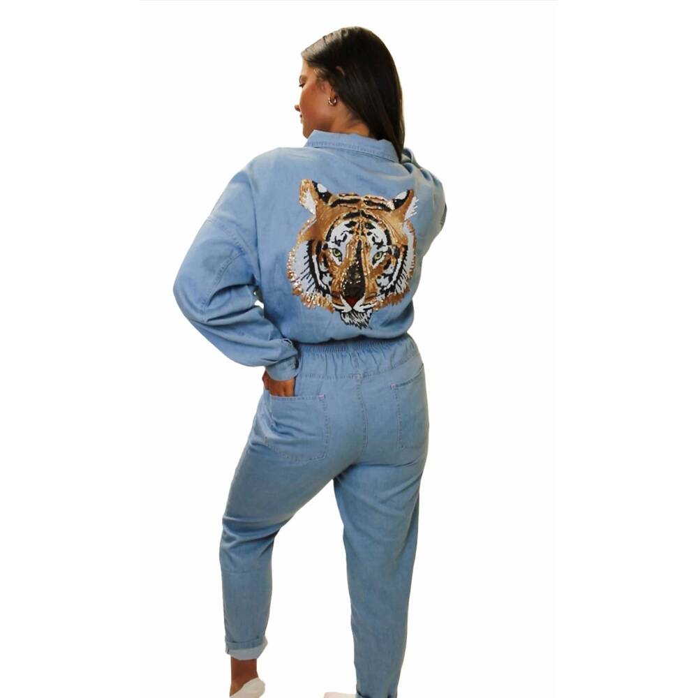 NEW SPARKLE CITY jazz it up jumpsuit in denim - Picture 2 of 2